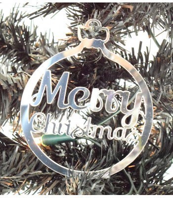Laser Cut Mirrored Acrylic 'Merry Christmas' Bauble  - 100mm Size